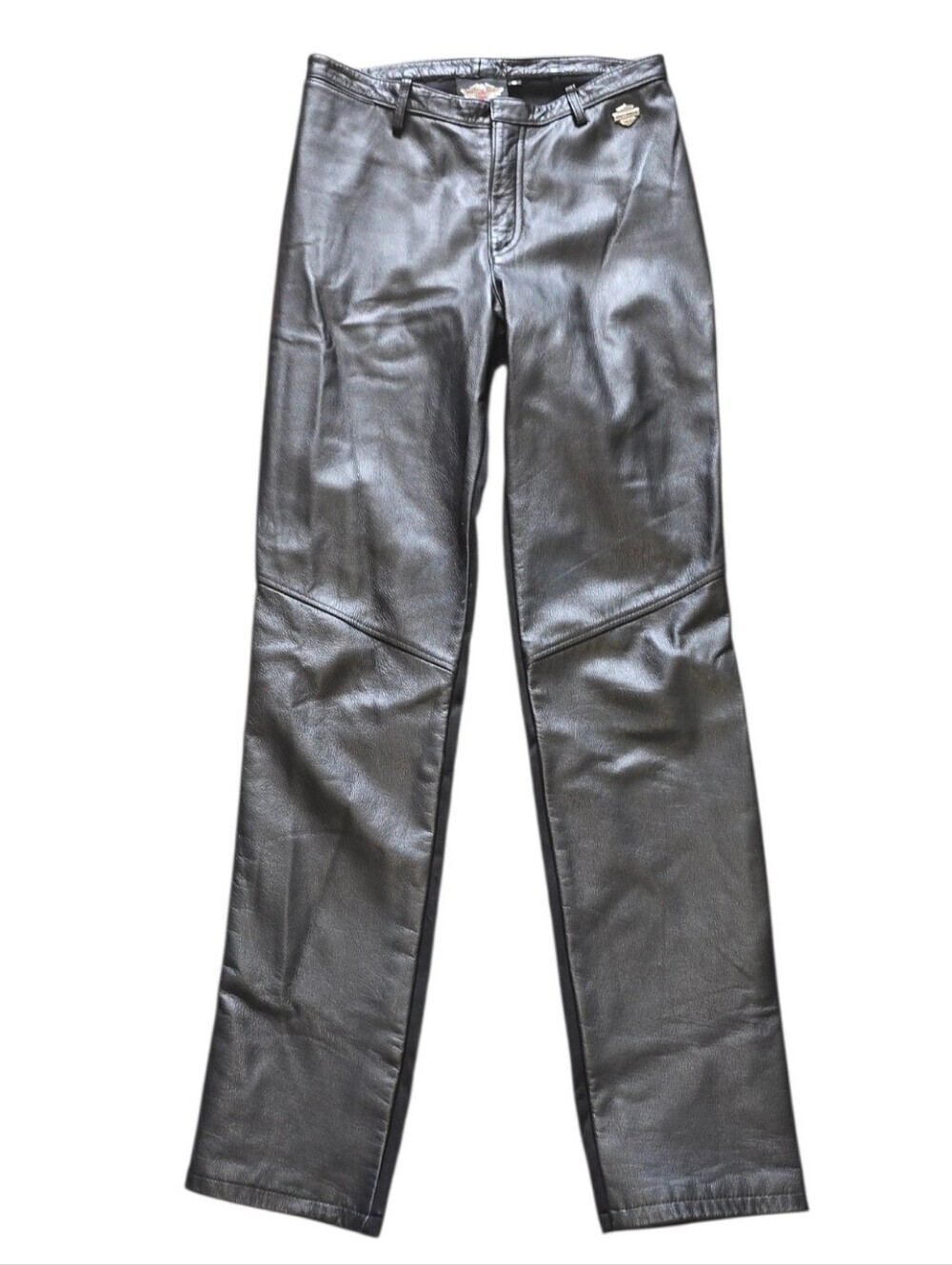 Harley-Davidson Black Leather Pants with Logo Tag Size 6